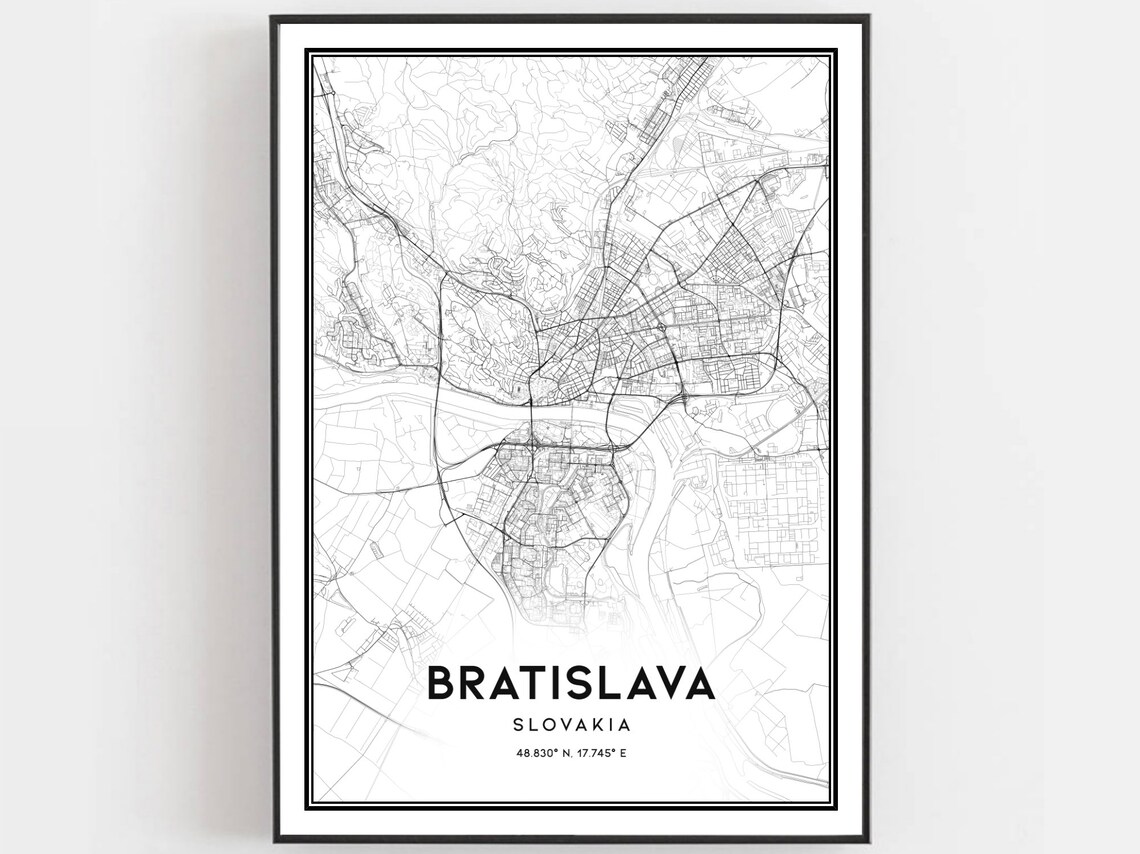 Bratislava Map Poster, City Street Decor