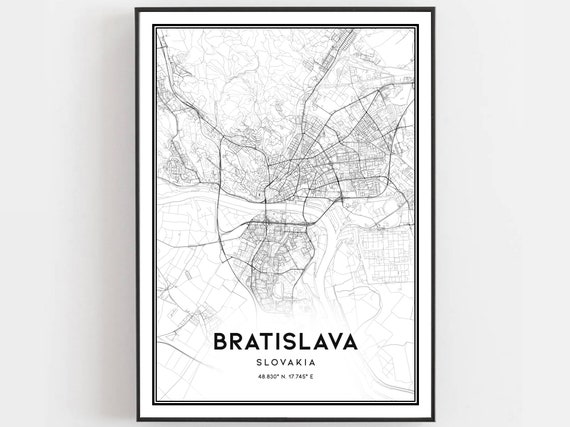 Bratislava Map Poster, City Street Decor