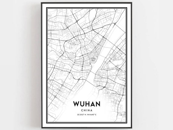 Wuhan Map Poster, City Street Decor