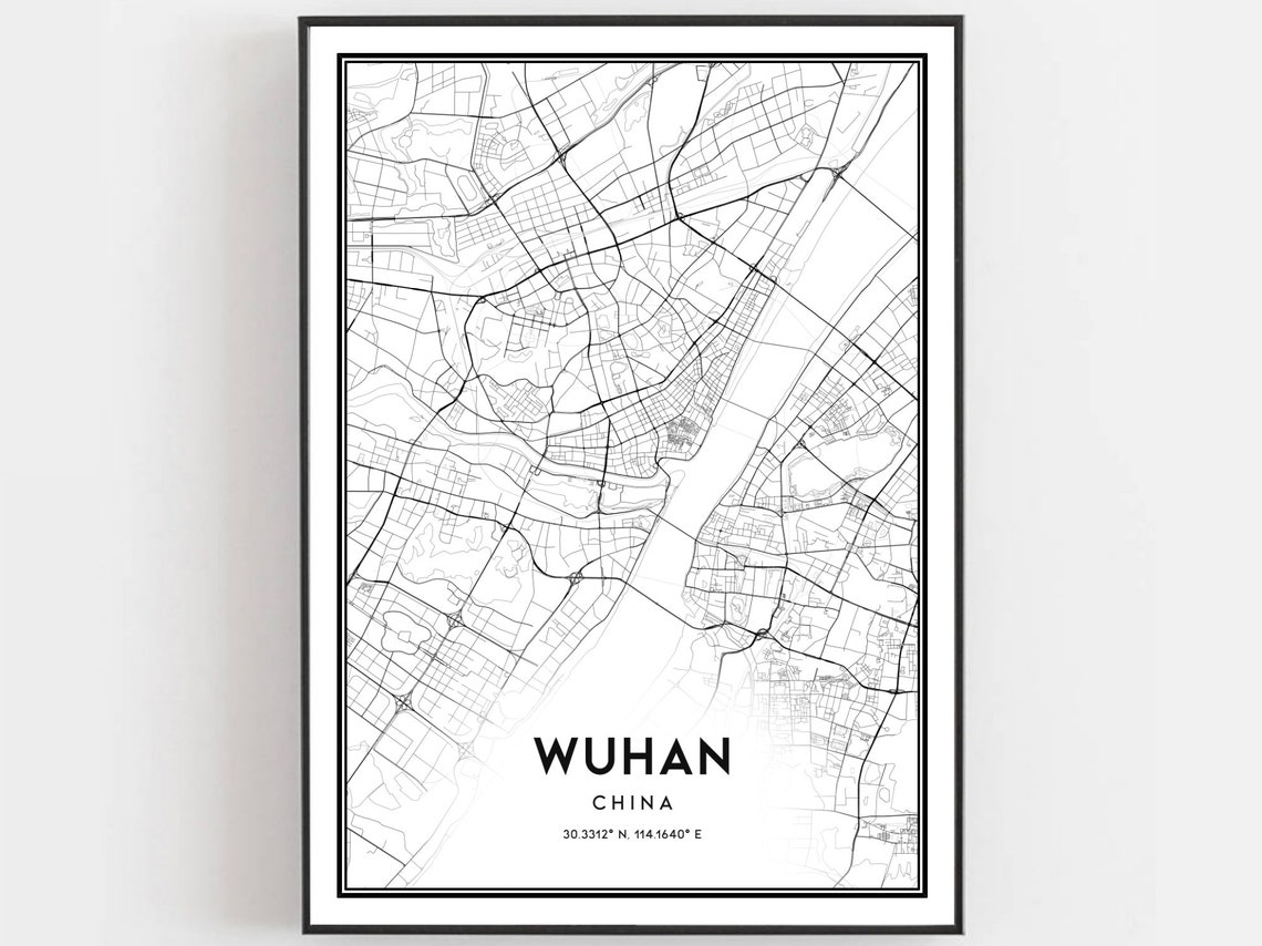Wuhan Map Poster, City Street Decor