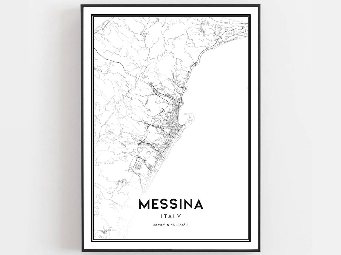 Messina Italy Map Art Print City Street Poster