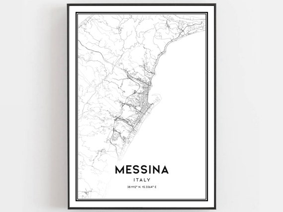 Messina Italy Map Art Print City Street Poster