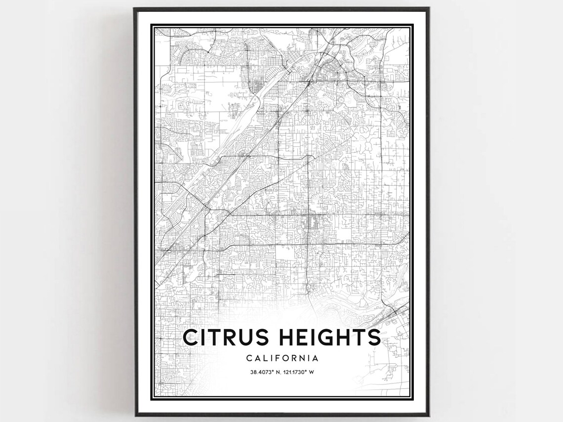 Citrus Heights California Street Map Coordinates Minimalist City Poster