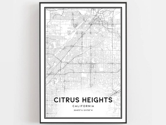 Citrus Heights California Street Map Coordinates Minimalist City Poster