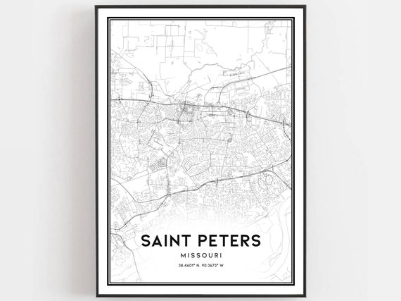Saint Peters Map Print Poster Wall Art Mo City Missouri Street Decor Road Gift