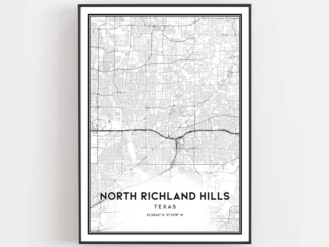 North Richland Hills Map Poster, Texas Street Decor