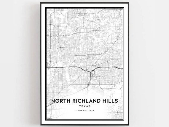 North Richland Hills Map Poster, Texas Street Decor