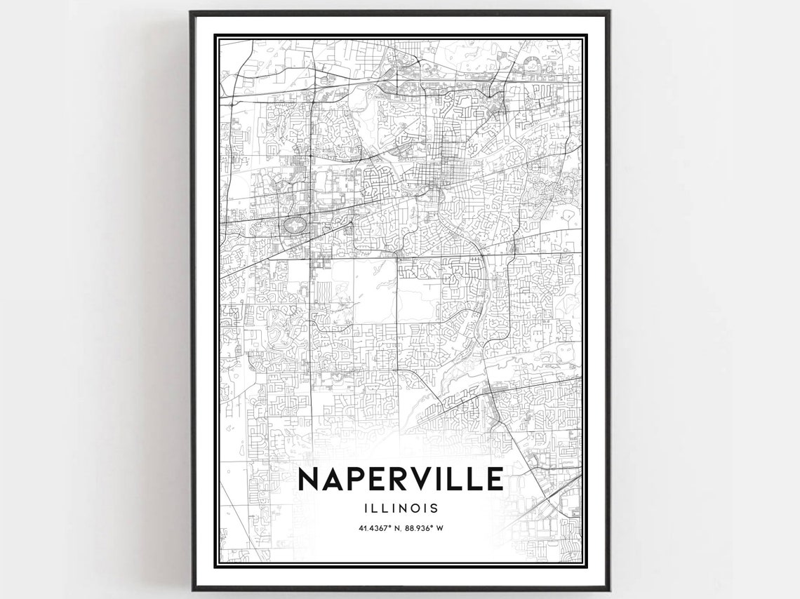 Naperville Illinois City Street Map Minimalist Black White Poster