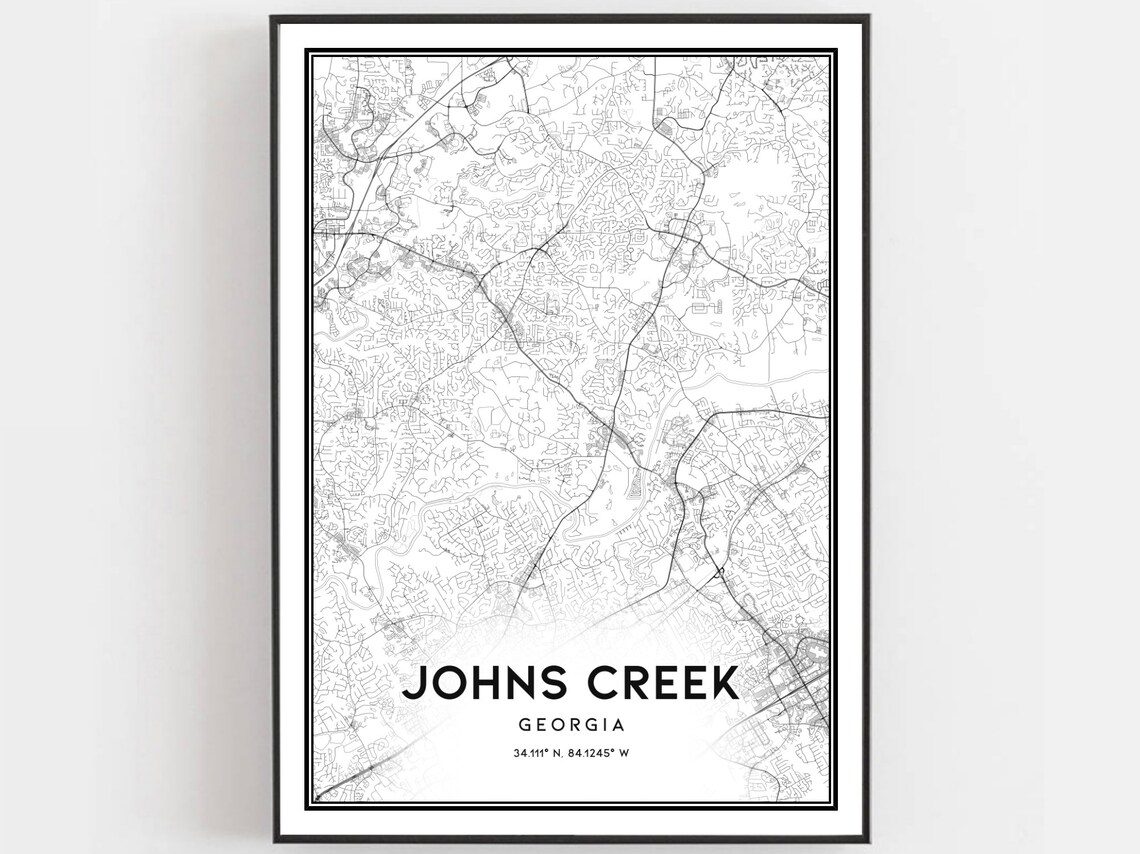 Johns Creek Georgia Minimalist City Street Map Line Art Poster