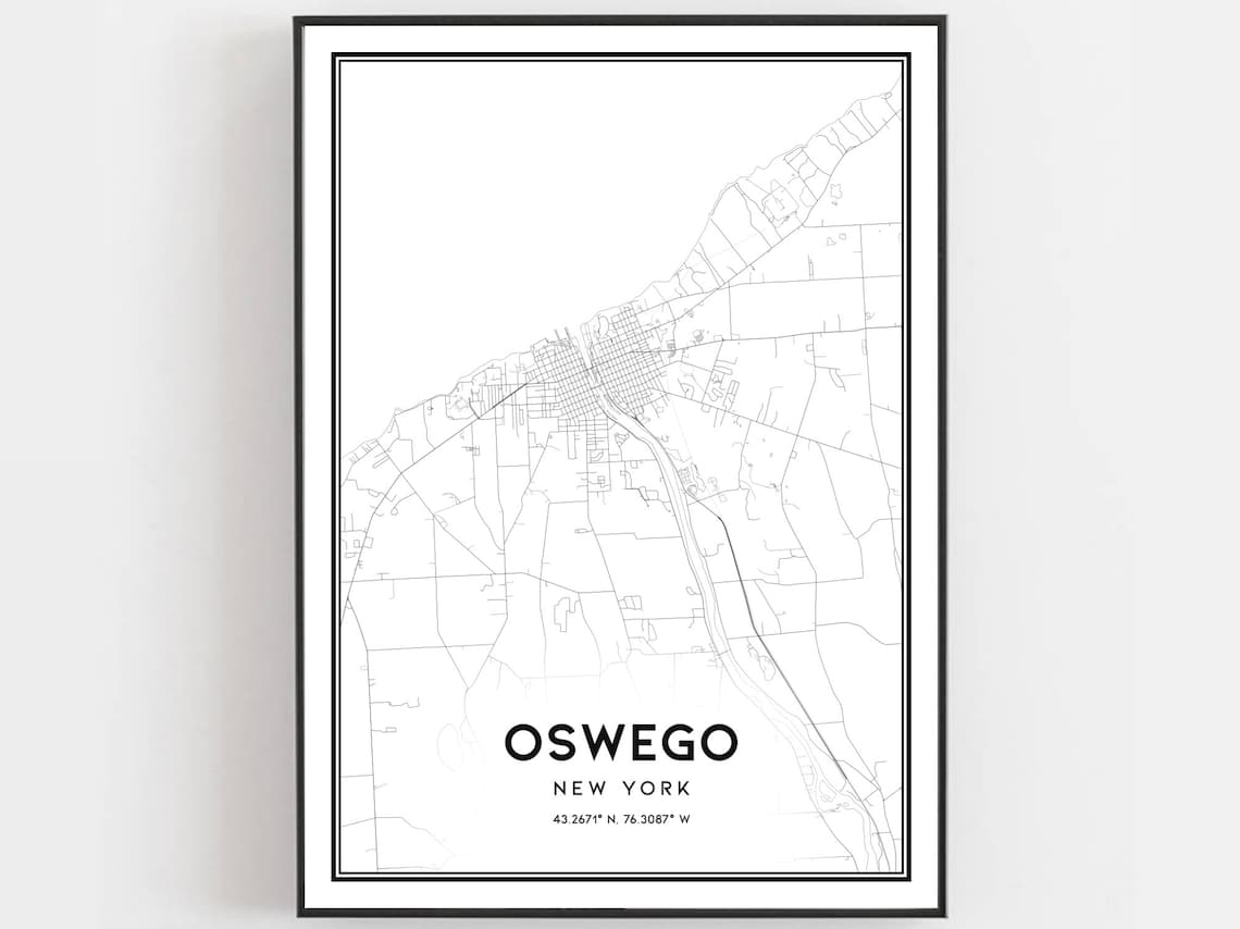 Oswego Map Poster, New York Street Decor