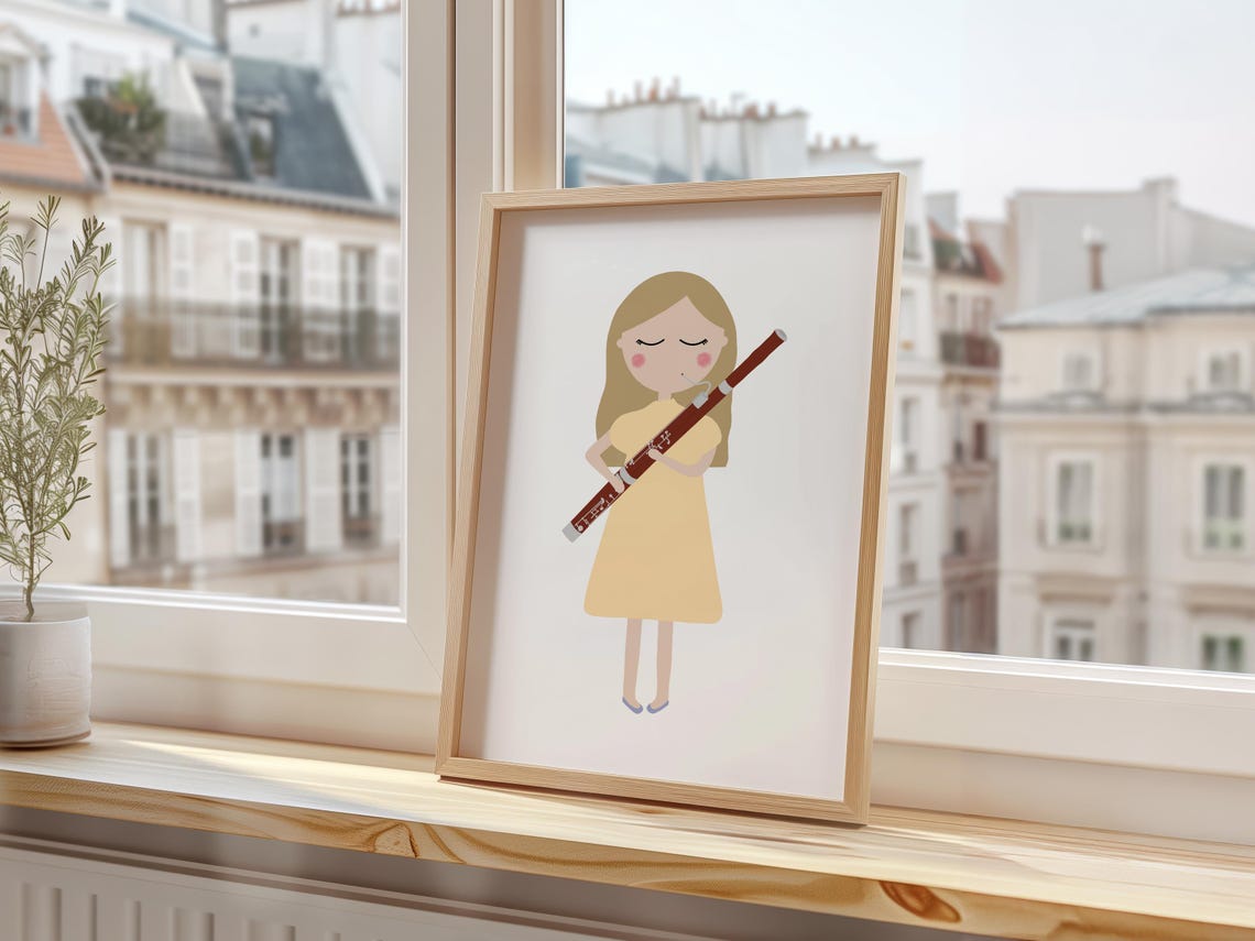 Bassoon Player Girl Art Print Bassoon Print Bassoon Poster Bassoon Player Bassoon Musician Bassoon Instrument - Image 2