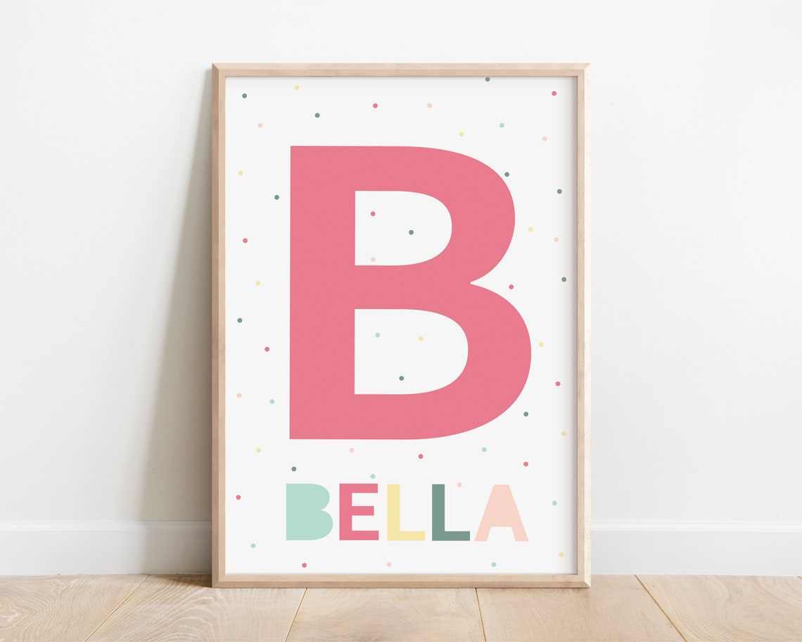 Colorful Personalized Initial Name Nursery Kids Decor Wall Art