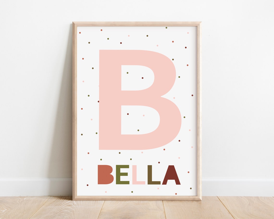 Personalized Name Letter Blush Pink Nursery Decor Baby Wall Art