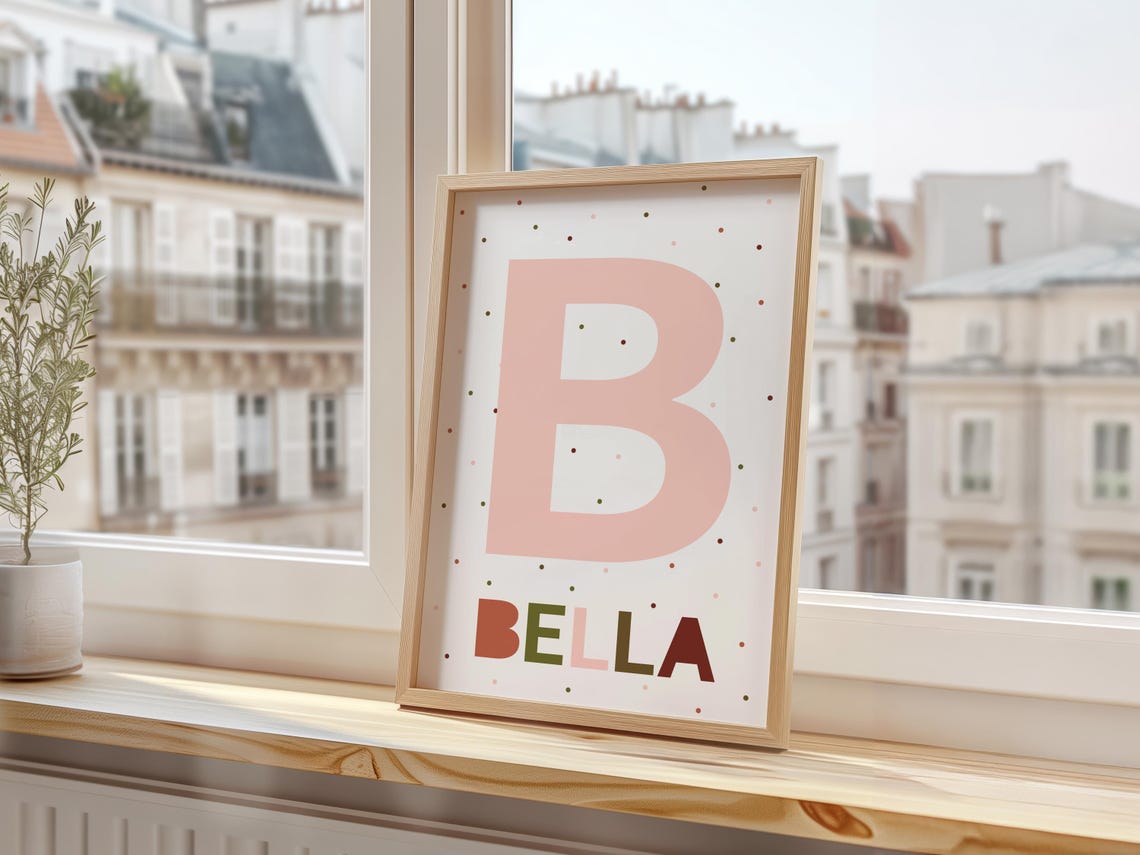 Personalized Name Letter Blush Pink Nursery Decor Baby Wall Art - Image 3