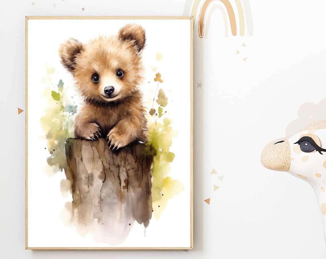 Baby Room Watercolor Teddy Bear Art Print