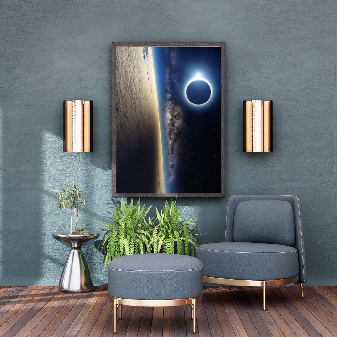 Earth From Space Solar Eclipse Milky Way Cosmic Photography Poster - Image 2