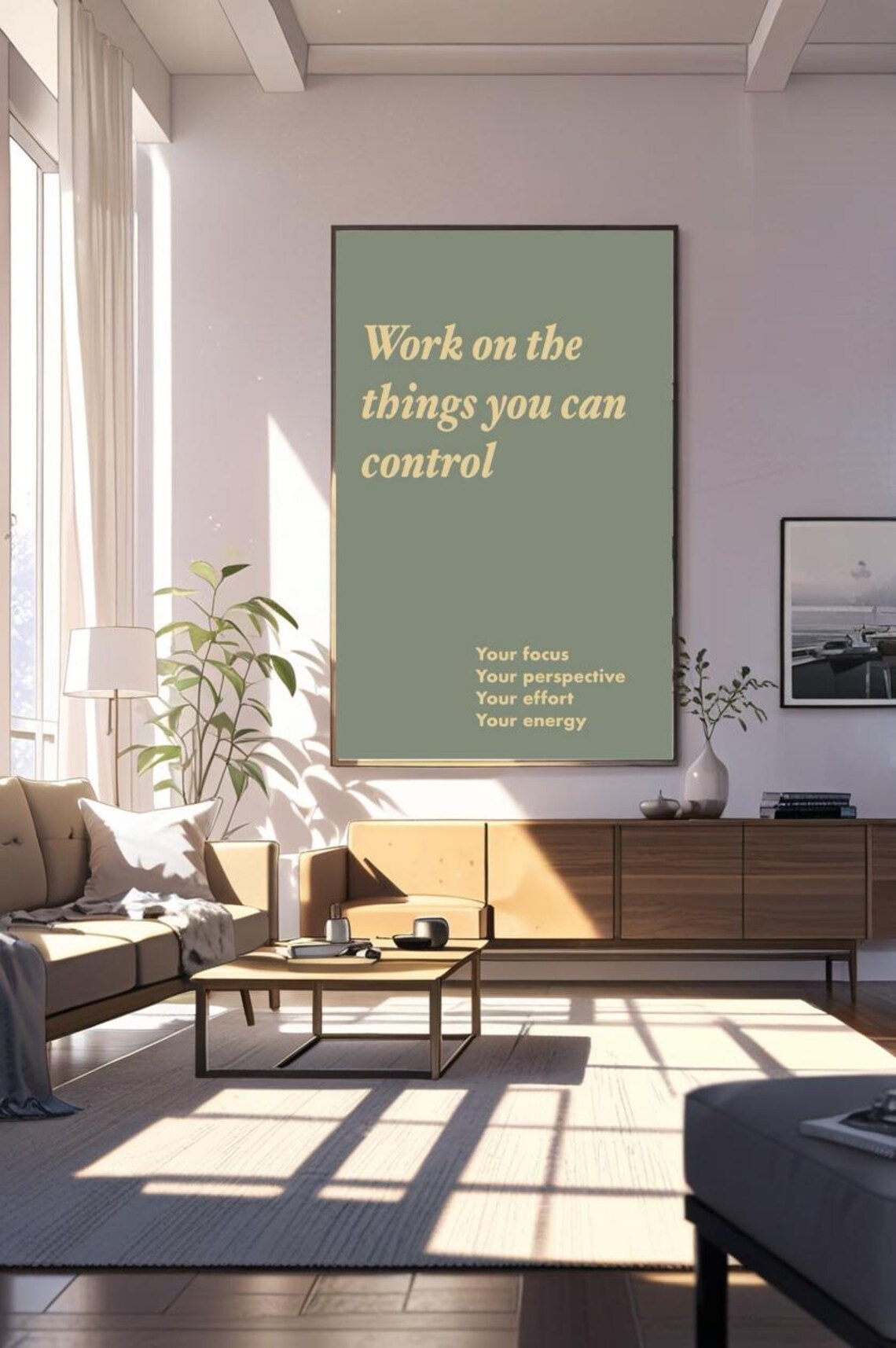 Work On What You Can Control Sage Green Focus Energy Quote Poster - Image 2