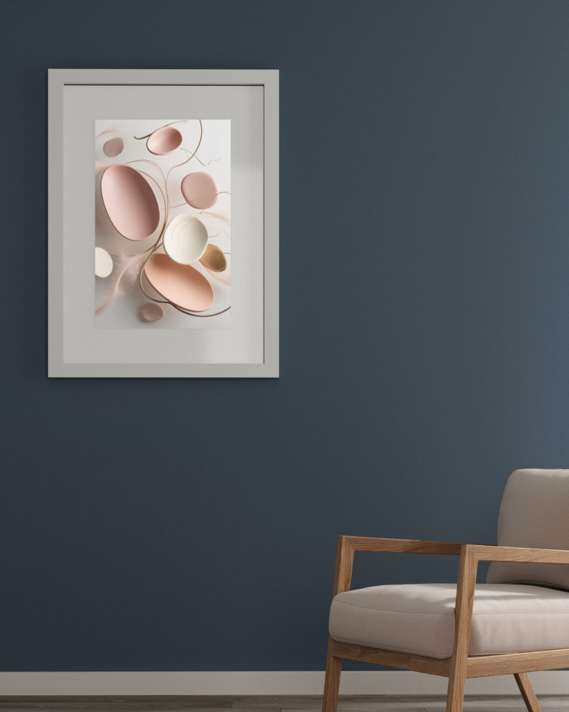 Soft Blush Pink Organic Shapes Modern Minimalist Calm Wall Art - Image 2