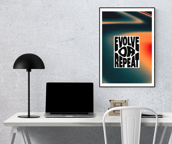 Evolve Or Repeat Retro Sticker Bold Gradient Motivational Poster