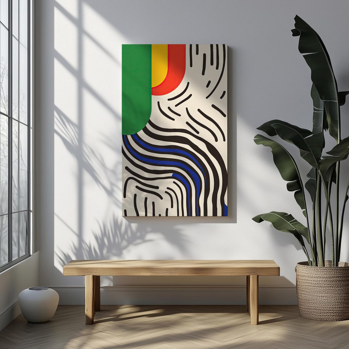 Mid Century Modern Geometric Abstract Bold Color Lines Poster - Image 3