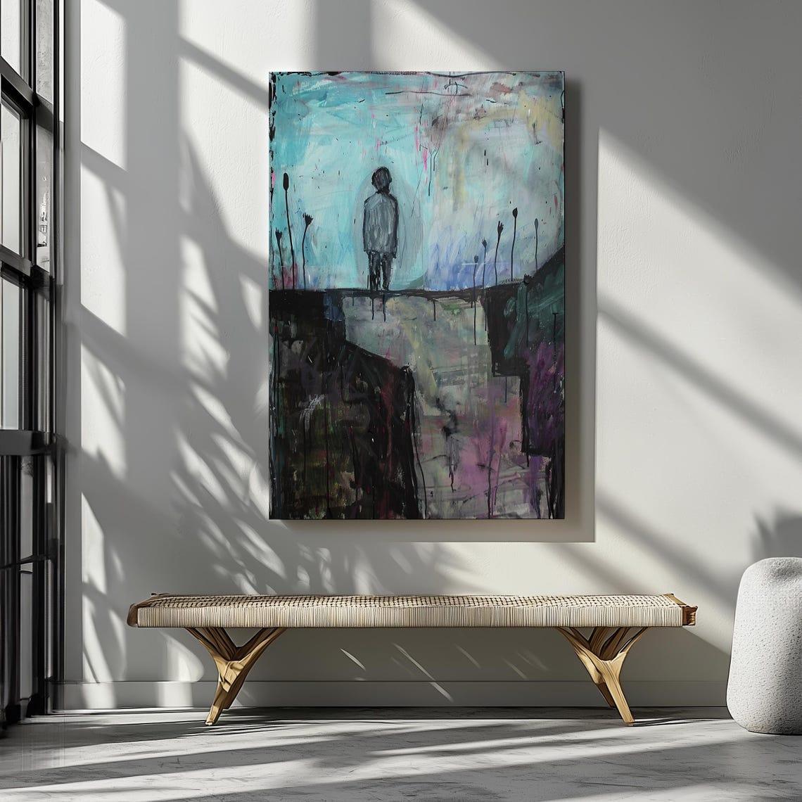 Abstract Melancholy Figure Art Dark Surrealist Expressionist Painting Emotionally Intense Wall Decor Moody Ai Art - Image 3