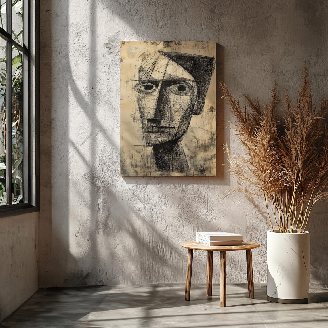Fragmented Face Cubist Portrait Sketch Black Ink Expressionist Poster - Image 4