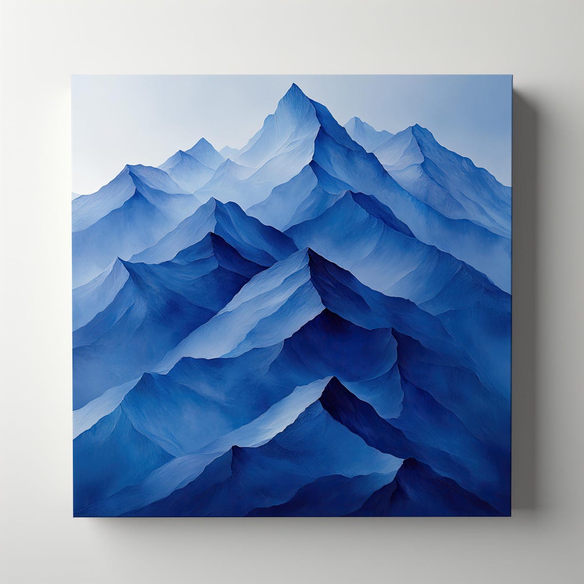 Abstract Mountain Peaks Art Print Geometric Landscape In Modern Blue Tones Contemporary Wall Decor Wall Art Ai Art - Image 8