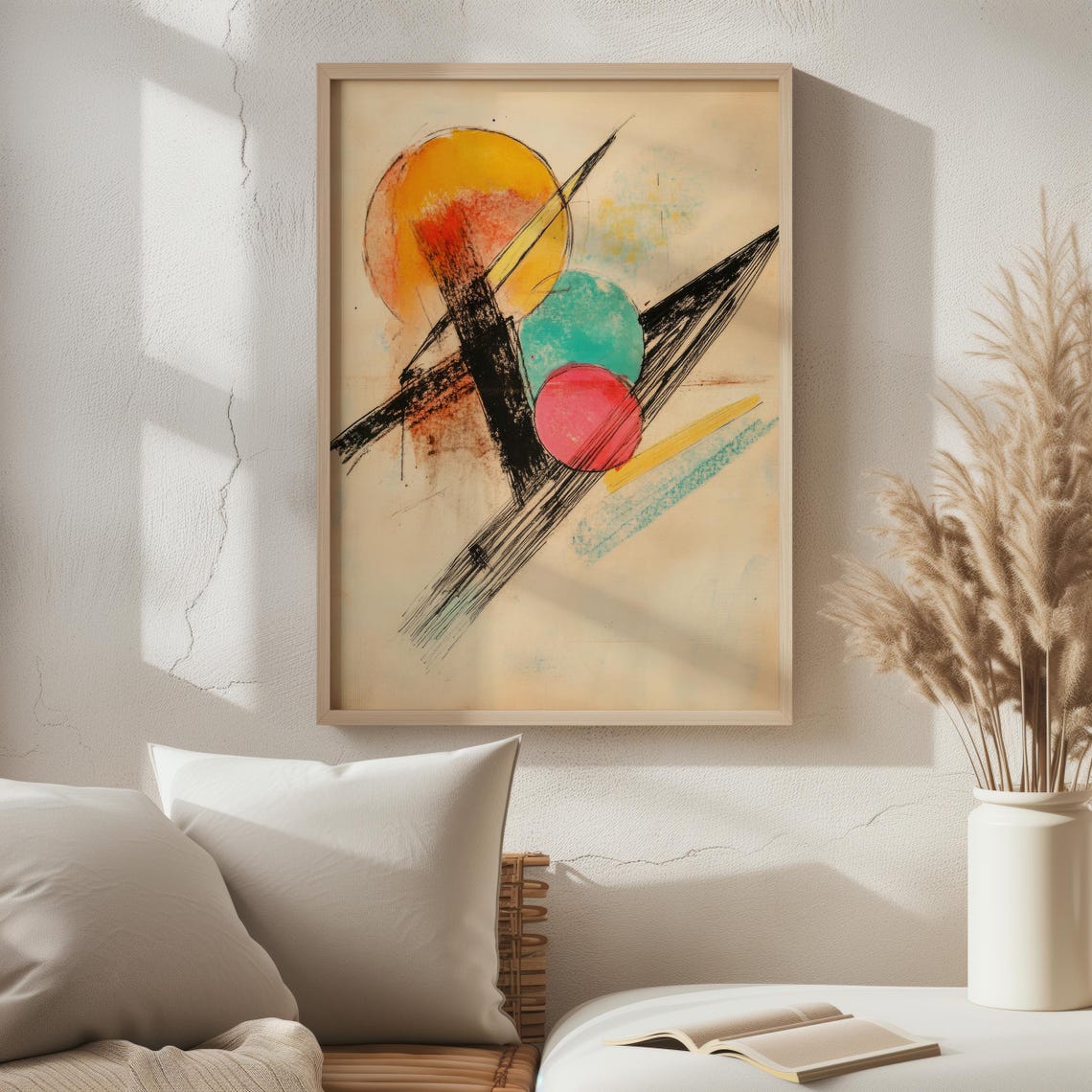 Cosmic Geometric Abstract Art Colorful Circles Bold Black Lines Poster - Image 5