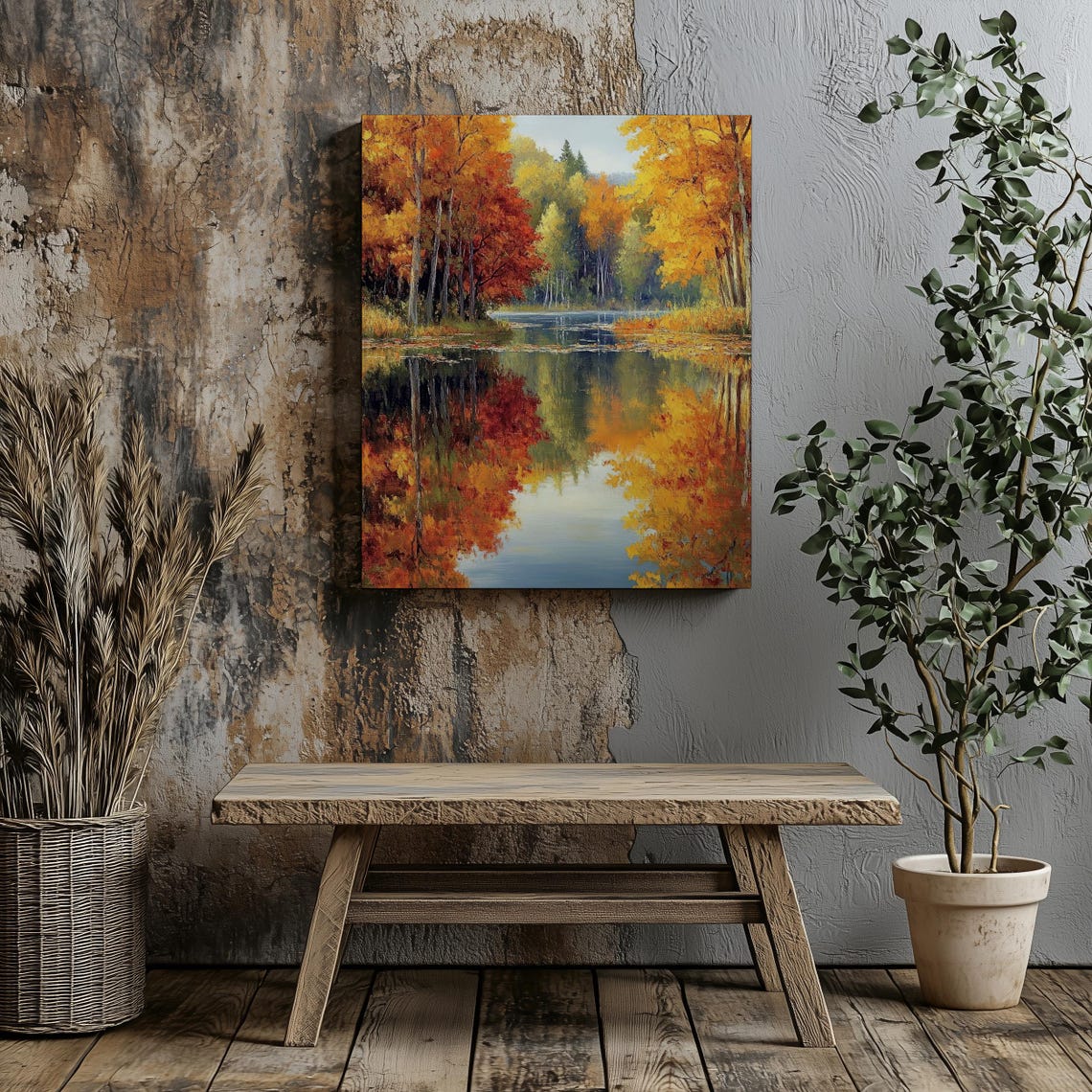 Autumn Forest Lake Reflection Vibrant Fall Foliage Mirror Water Poster - Image 3