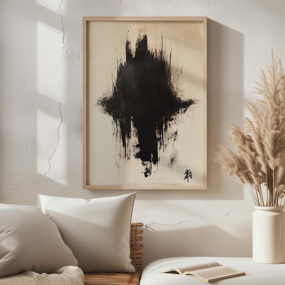 Silent Explosion Abstract Black Ink Modern Art Minimalist Inkblot Print Bold Monochrome Artwork For Contemporary Home Decor - Image 5