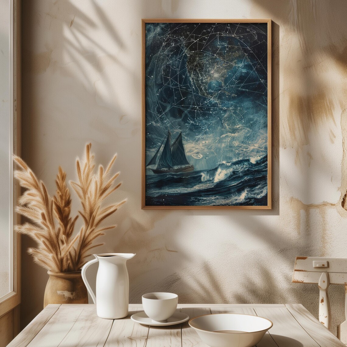 Nautical Night Sky Constellation Art, Celestial Ocean Scene - Image 6