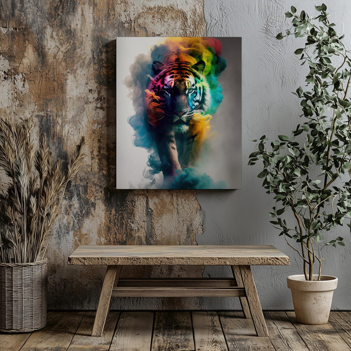 Majestic Tiger Rainbow Smoke Colorful Wild Animal Art Poster - Image 8
