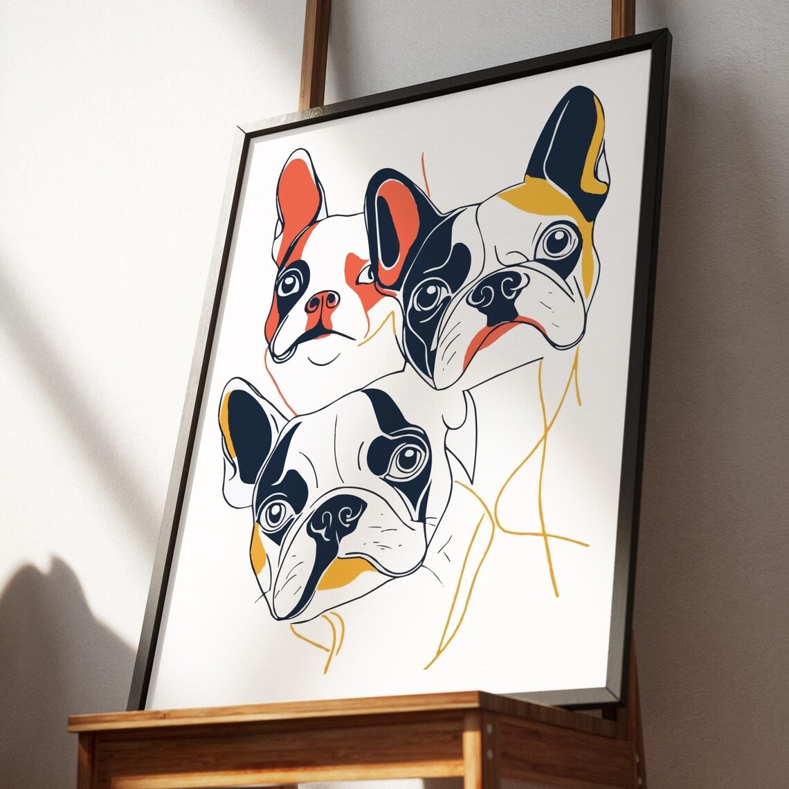 Retro Boston Terrier Wall Art Abstract Dog Print Matisse Bold Line Drawing Eclectic Modern Decor Living Room Maximalist Kitchen Print