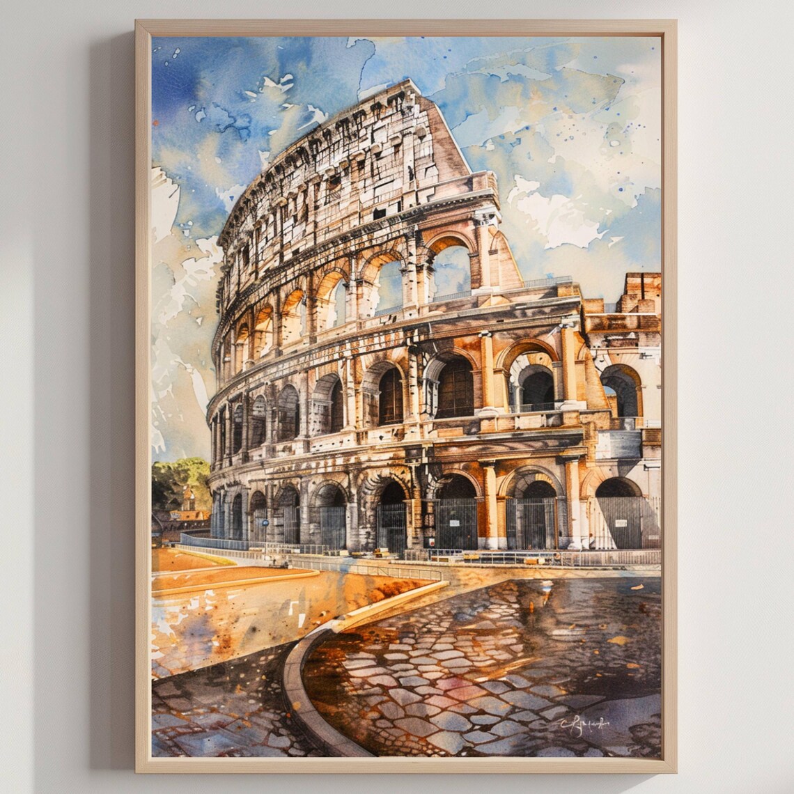 Colosseum Rome Italy Watercolor Travel Poster