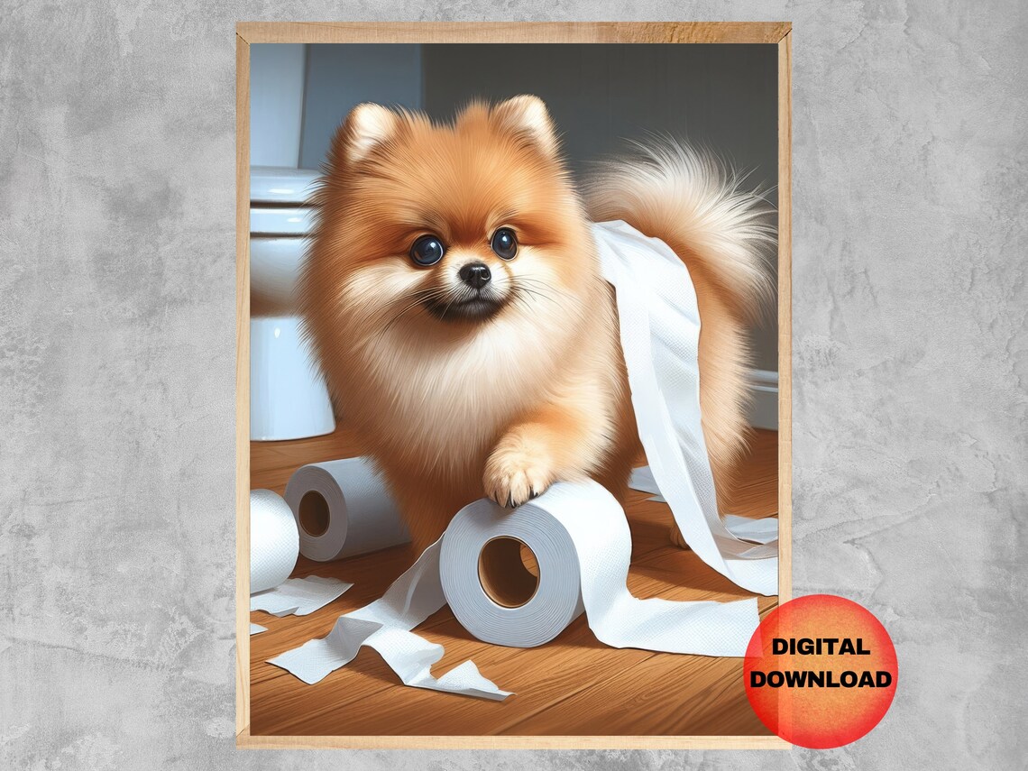 Pomeranian Funny Bathroom Wall Art Poster