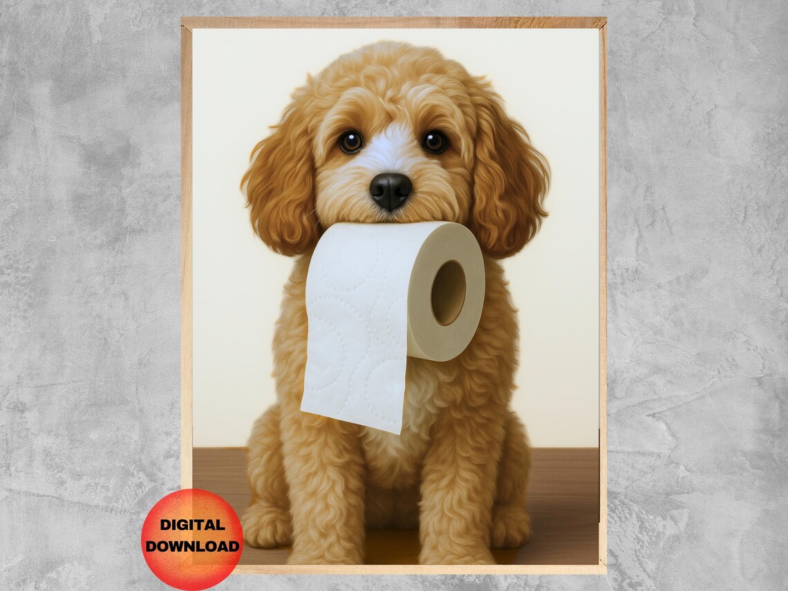 Funny Cockapoo Toilet Paper Poster, Bathroom Art