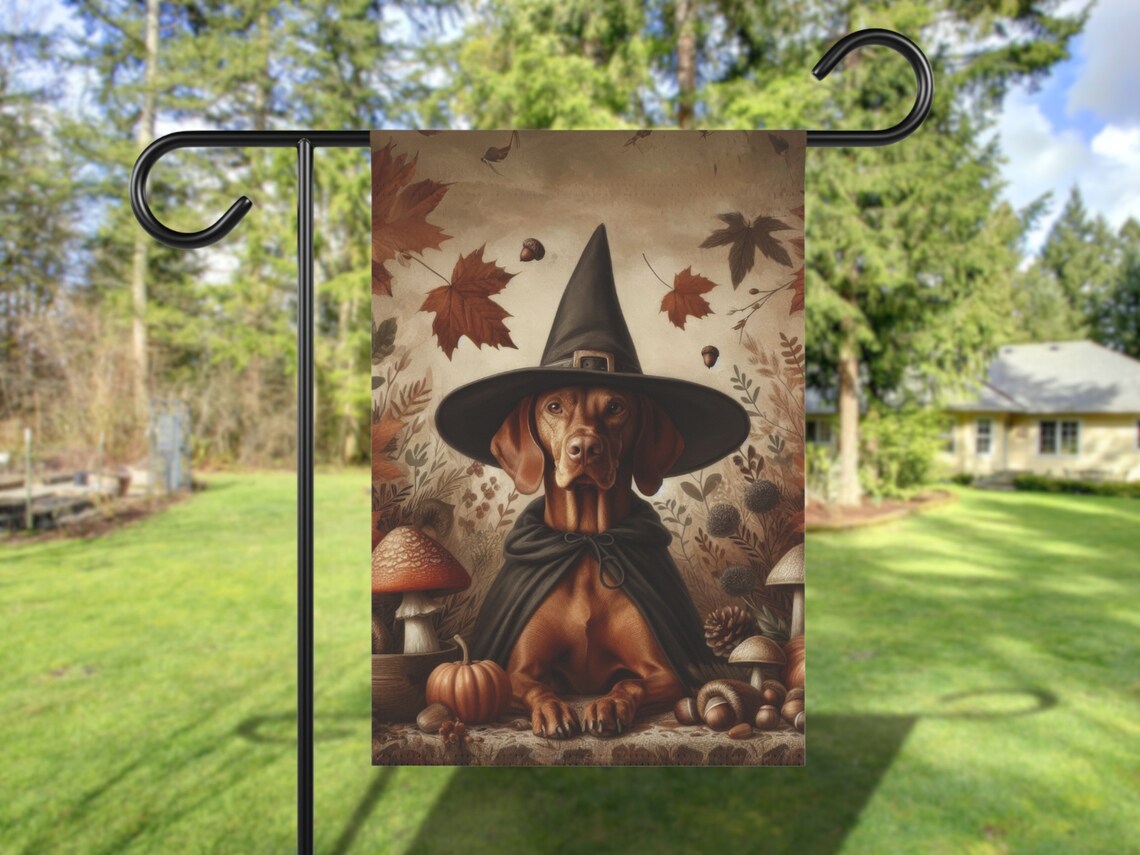 Vizsla Fall Garden Flag, Cottage Core Halloween Poster