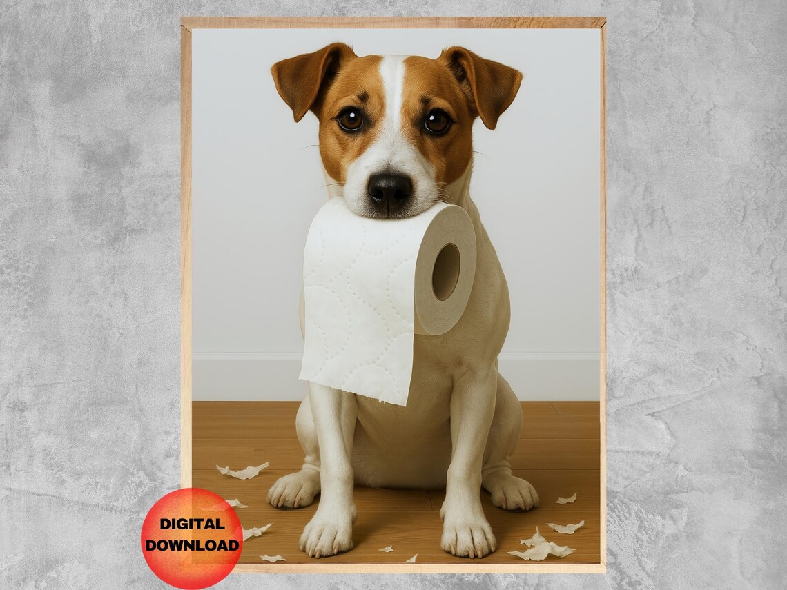 Jack Russell Terrier Toilet Paper Art Print
