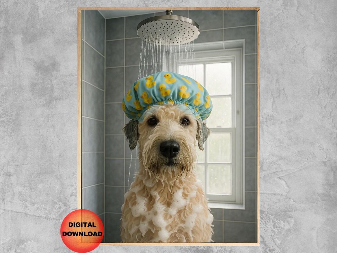 Wheaten Terrier Bathroom Wall Art Funny Poster