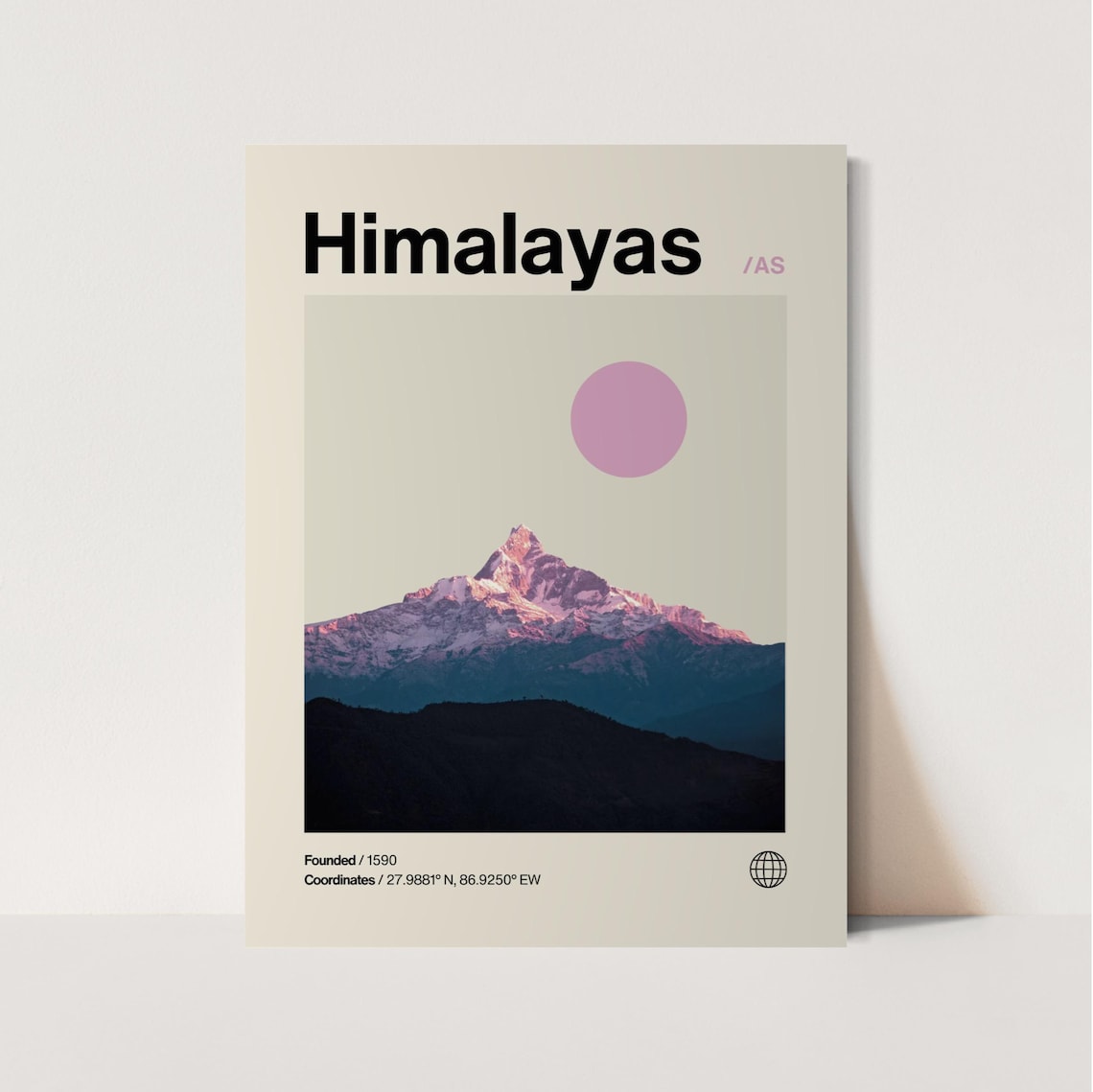 Himalayas Poster Minimalist Helvetica Mid Century Modern Himalayas Travel Print Asia Poster Himalayas Wall Art Himalayas Asia Print