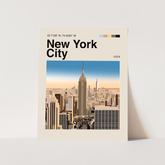 New York City Empire State Skyline Minimalist Helvetica Poster