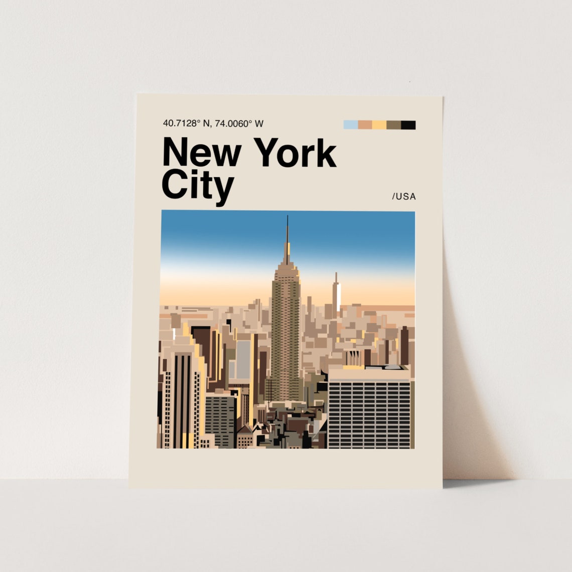 New York City Empire State Skyline Minimalist Helvetica Poster