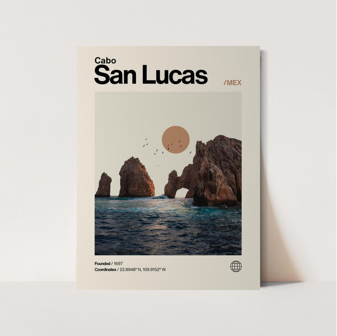 Cabo San Lucas Mexico El Arco Rock Arch Minimalist Travel Poster