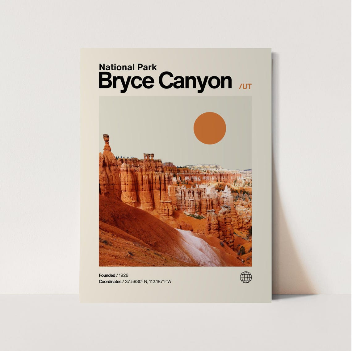Bryce Canyon Utah Hoodoo Amphitheater Helvetica Travel Poster