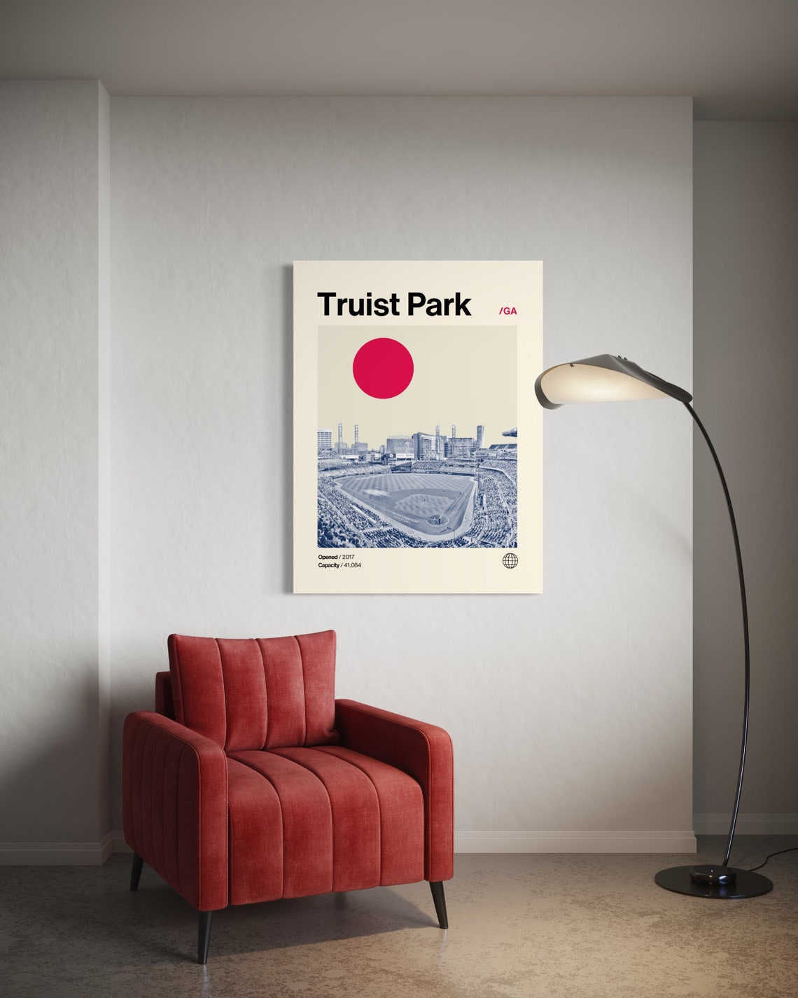 Truist Park Atlanta Braves Stadium Blue Duotone Minimalist Poster - Image 3