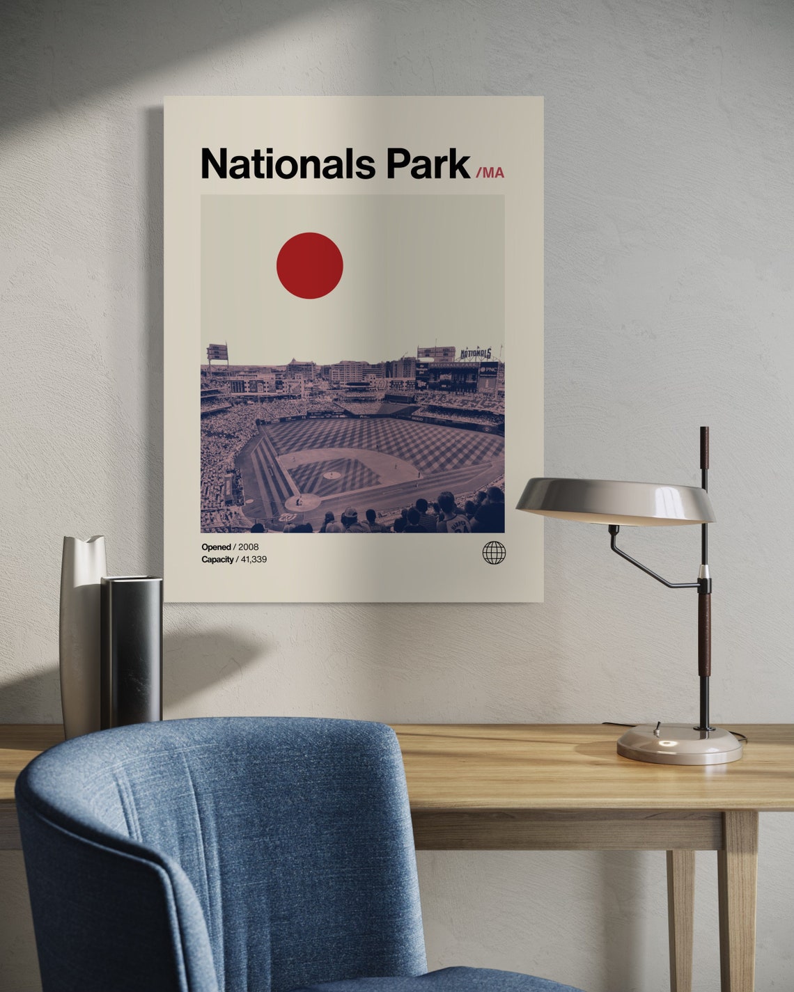 Nationals Park Washington Nationals Retro Duotone Minimalist Poster - Image 3