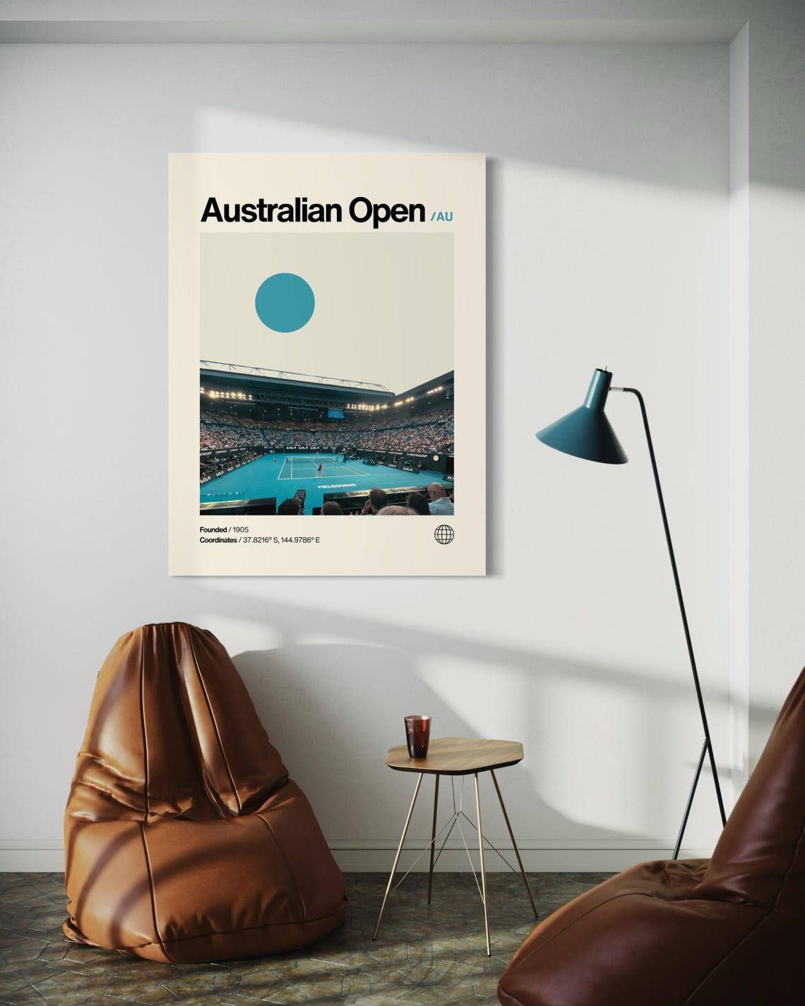 Australian Open Tennis Grand Slam Stadium Night Minimalist Poster - Image 2