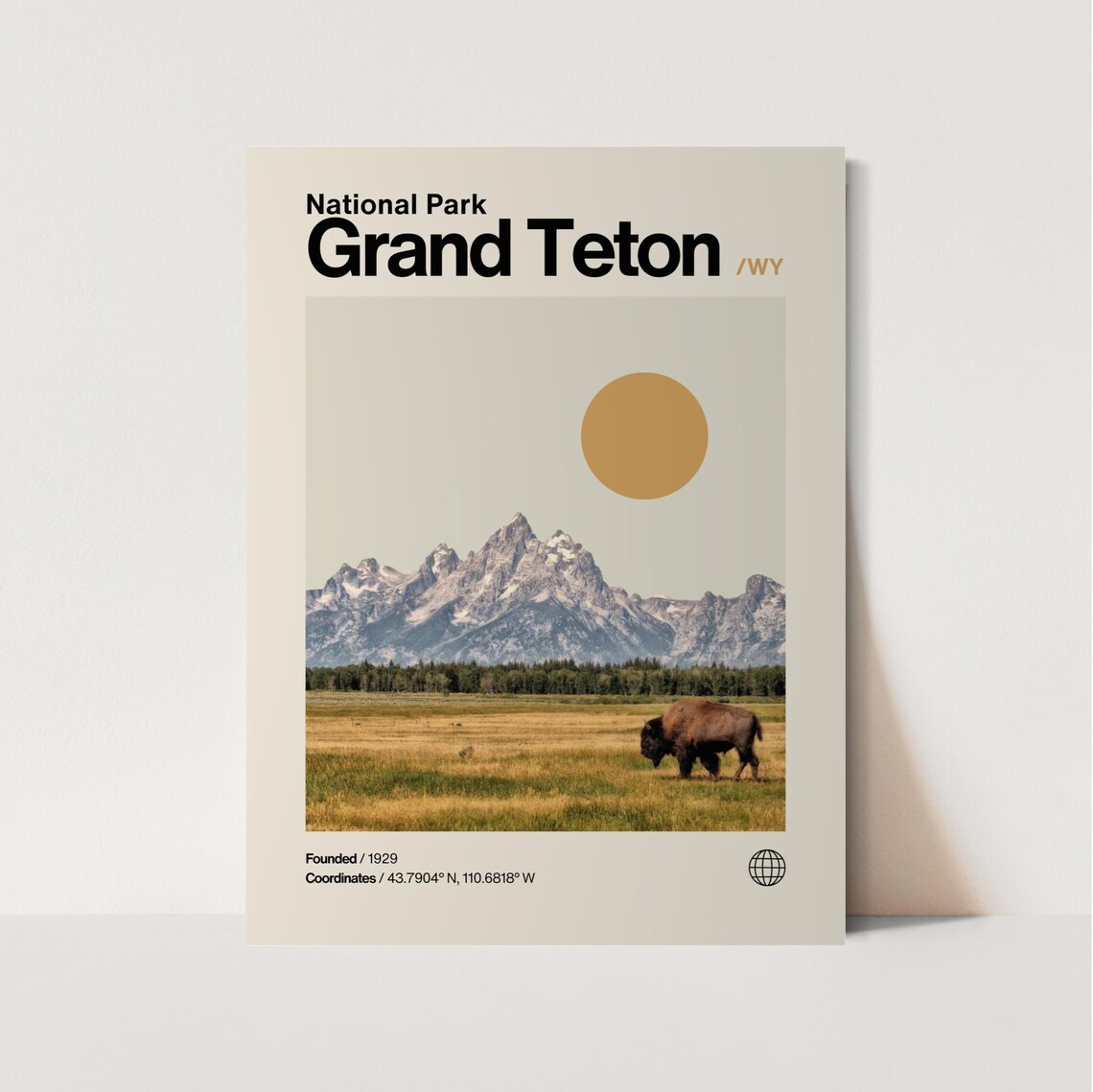 Grand Teton National Park Wyoming Wildlife Bison Photo Travel Poster