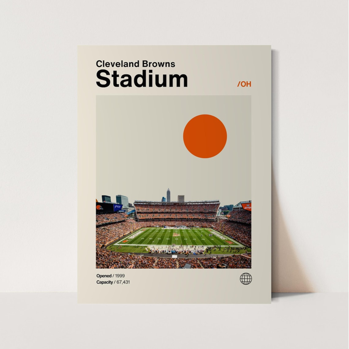 Cleveland Browns Stadium Minimalist Helvetica Art Print