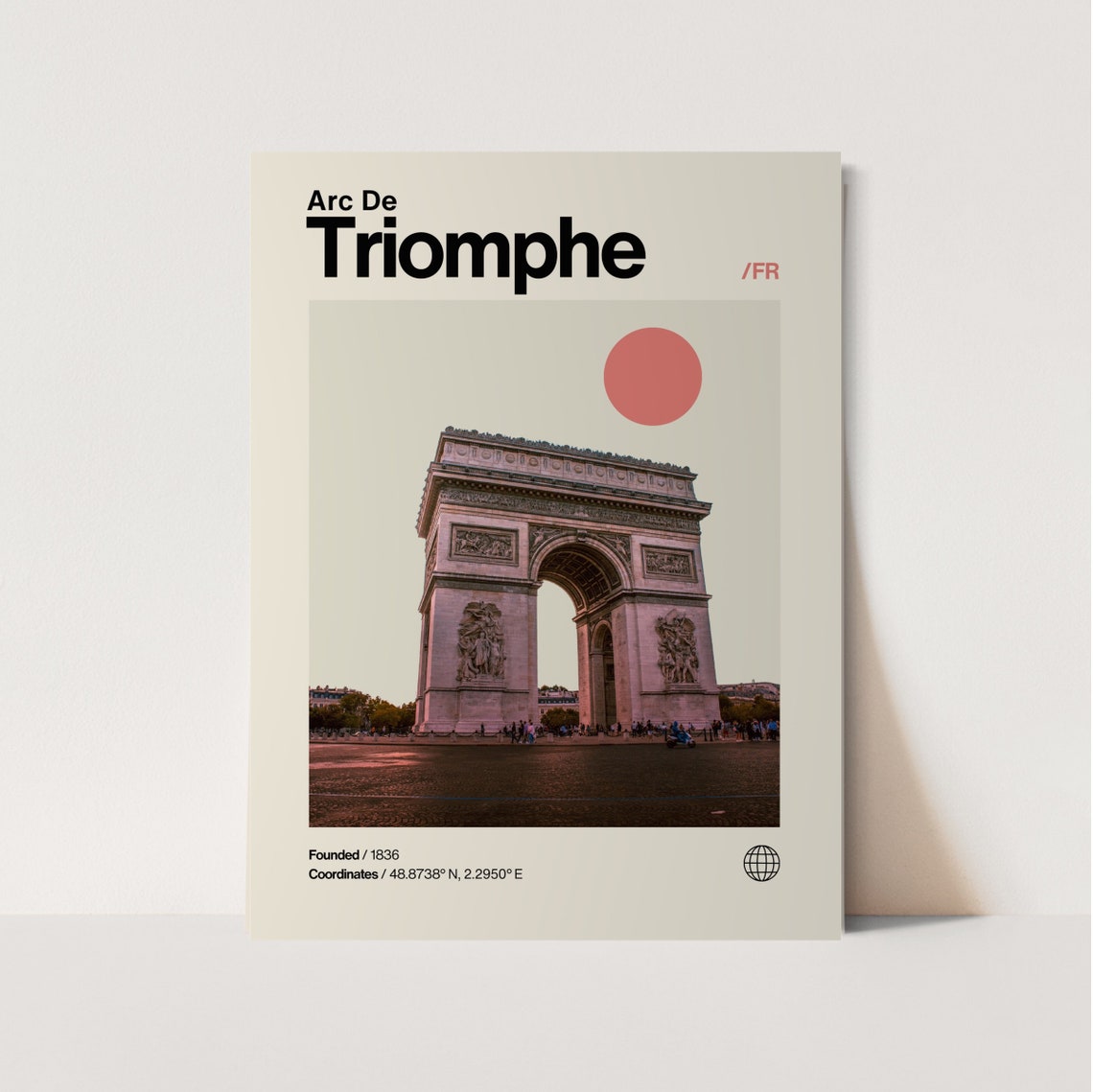 Arc de Triomphe Paris Minimalist Mid Century Modern Monument Poster